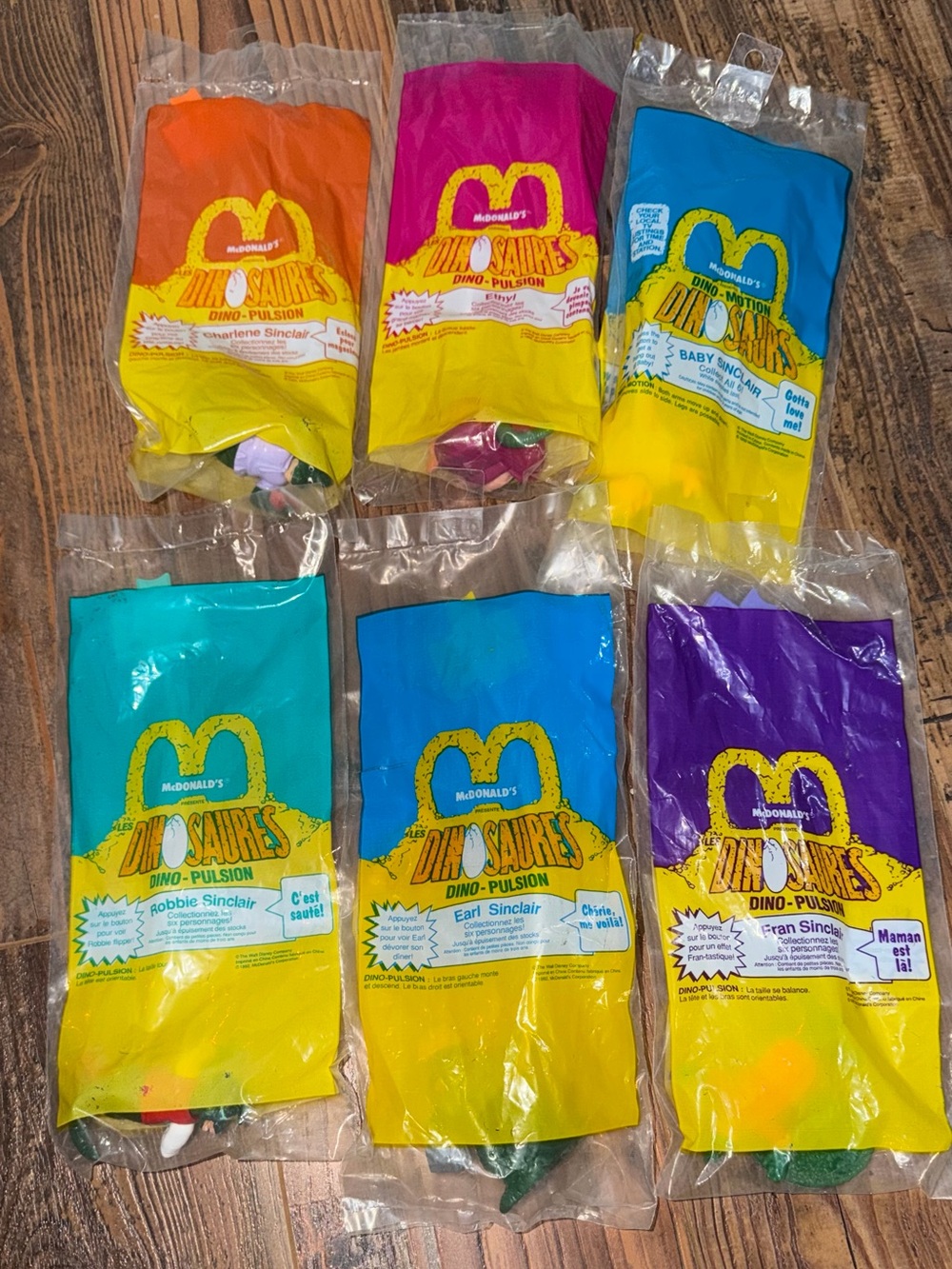 Sealed McDonald's 1992 Happy Meal Toys Dinosaurs Dino-Motion Complete Set of 6